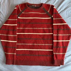 Vintage 90s Point Zero Dimension Striped Red Y2K Sweater Skate Size XL Boxy